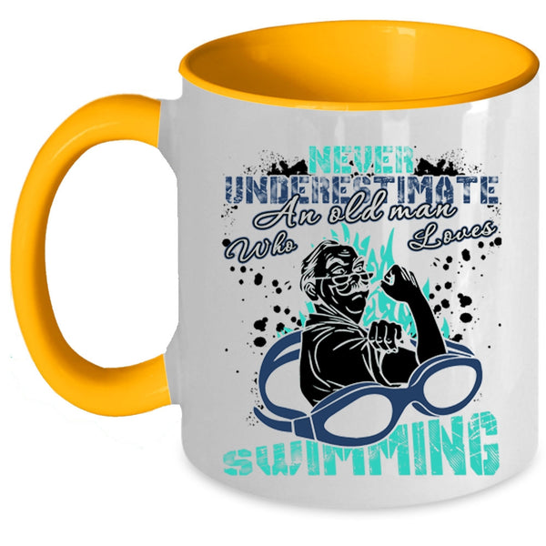 Awesome Grandpa Coffee Mug, An Old Man Loves Swimming Accent Mug
