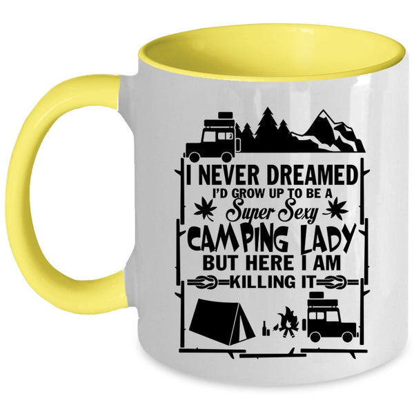 Pretty Girls Coffee Mug, I'd Grow Up To Be A Camping Lady Accent Mug