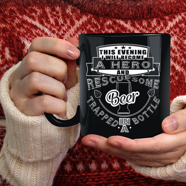 Rescued Some Beer Trapped In A Bottle Coffee Mug, Funny Coffee Cup