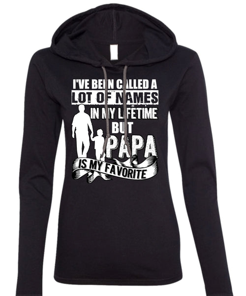Papa Is My Favorite T Shirt, Being A Dad T Shirt (Anvil Ladies Ringspun Hooded)
