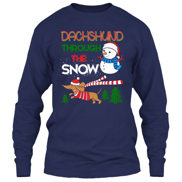 Dachshund Through The Snow T Shirt, Coolest Merry Christmas T Shirt