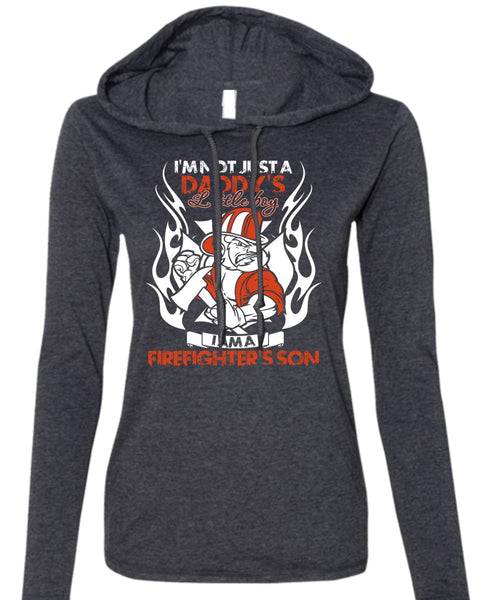 God Said Let There Be Firefighters T Shirt, Ran In Fear T Shirt (Anvil Ladies Ringspun Hooded)
