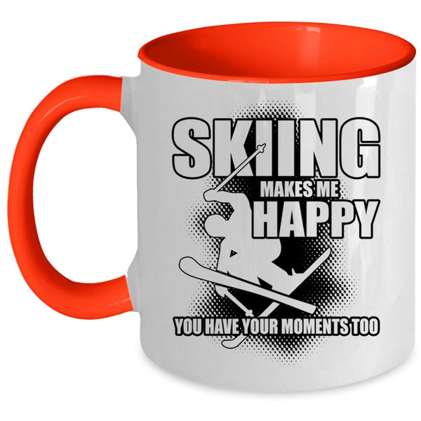 I Love Skiing Coffee Mug, Skiing Makes Me Happy Accent Mug