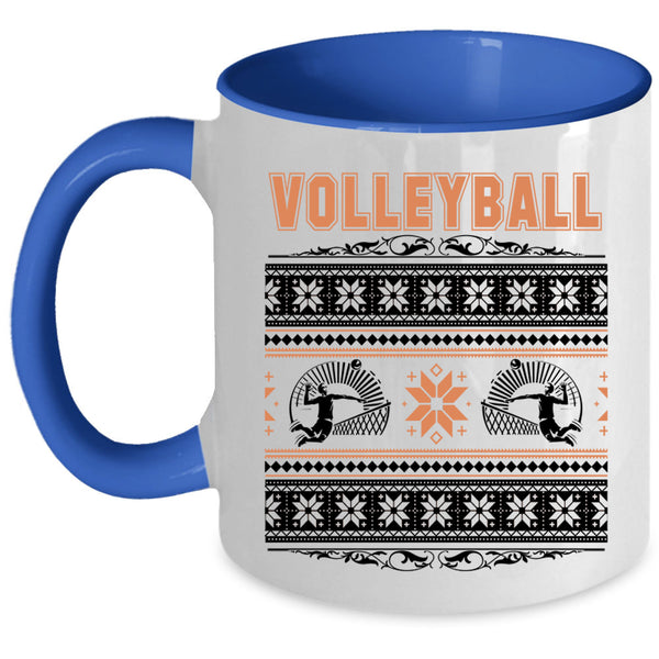 Christmas Family Holiday  Coffee Mug, Volleyball Accent Mug