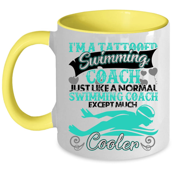 Cool Swimming Coach Coffee Mug, I'm A Tattooed Swimming Coach Accent Mug