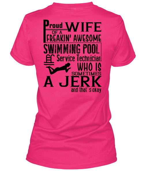 Proud Wife Of A Freaking Awesome Swimming T Shirt, I Love Swimmer T Shirt