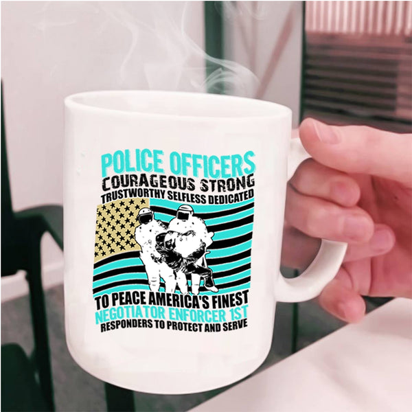 Cute Police Officer Coffee Mug, Police Officers Courageous Strong Cup