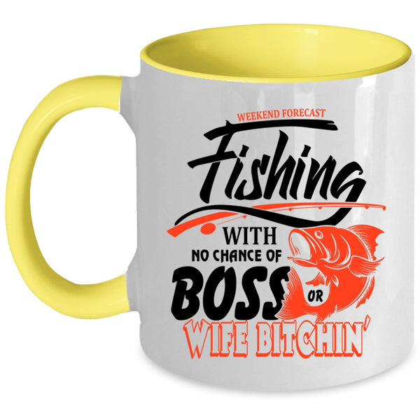 Cool Fisher Coffee Mug, Weekend Forecast Fishing Accent Mug