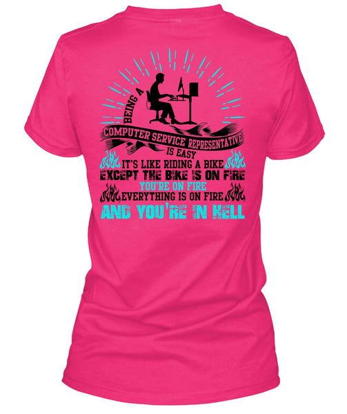 Being A Computer Service T Shirt, Riding A Bike T Shirt, Cool Shirt (Ladies LS Heather V-Neck)