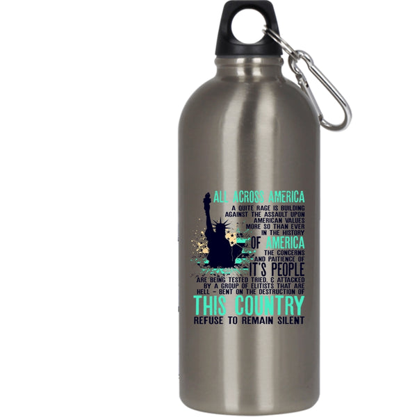 All Across America 20 oz Stainless Steel Bottle,Cool Gift For Veterans Outdoor Sports Water Bottle