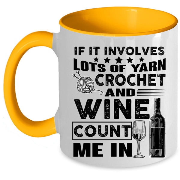 Wine Drinker Coffee Mug, Crochet And Wine Accent Mug