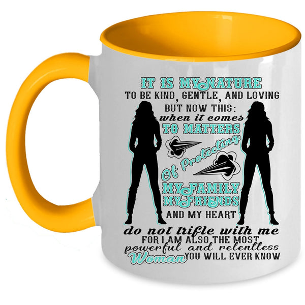 Cool Woman Coffee Mug, My Family My Friends And My Heart Accent Mug