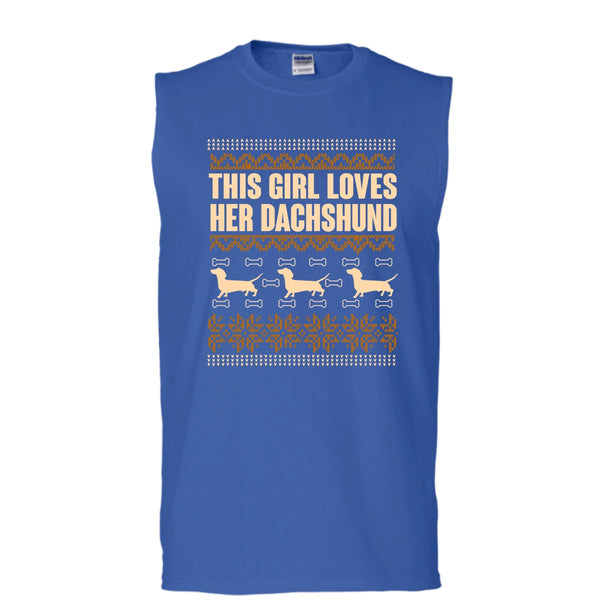 This Girl Loves Her Dachshund T Shirt, Coolest Dachshund Lover Tank Top (Men's Cotton Sleeveless)