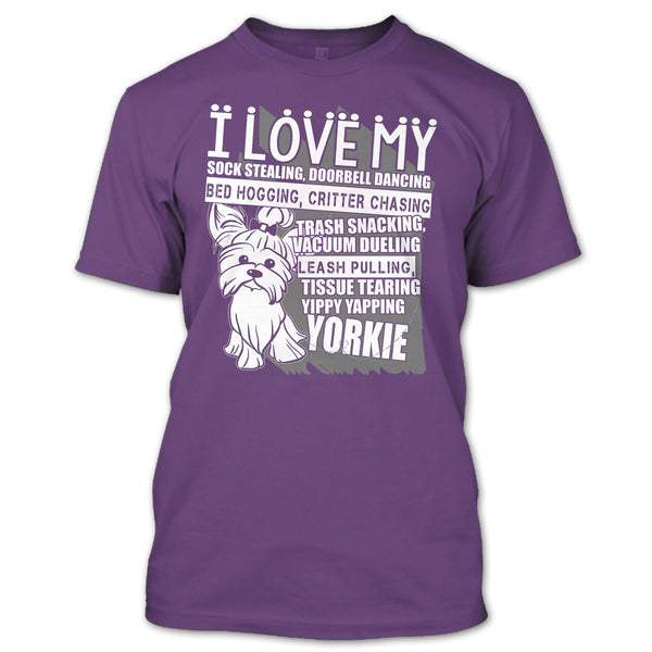 I Love My Sock Stealing T Shirt, Coolest Yorkie T Shirt