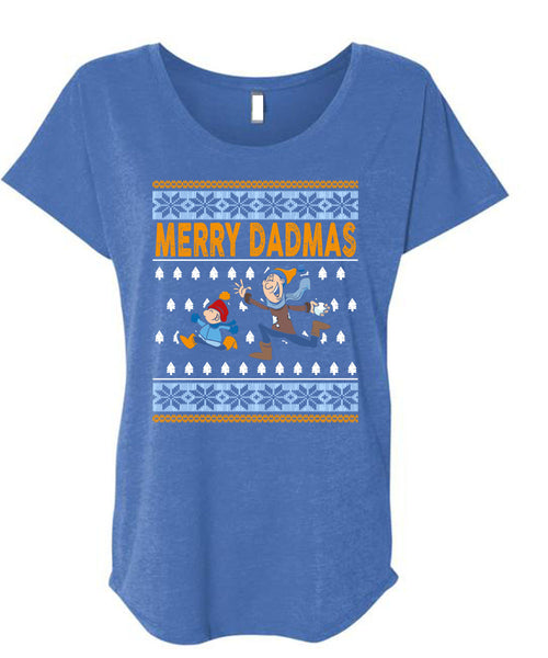 Merry Dadmas T Shirt, This Girl Loves Christmas T Shirt, Cool Shirt (Ladies' Triblend Dolman Sleeve)