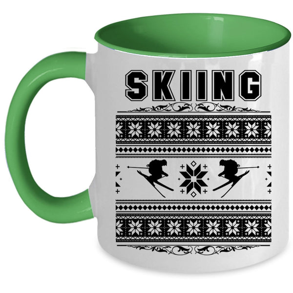 Funny Ugly Christmas Coffee Mug, Skiing Accent Mug