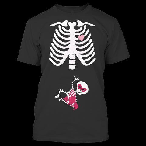 A black t-shirt with the shopify logo