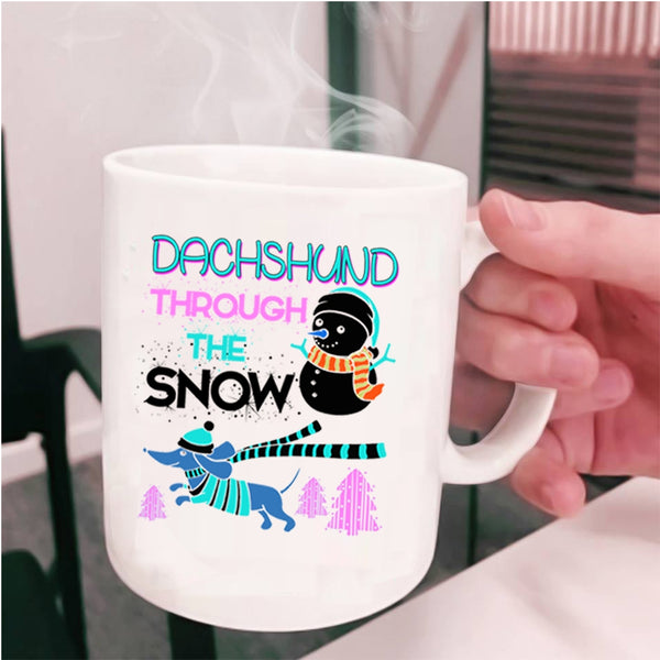 Cute Dachshund Coffee Mug, Dachshund Through The Snow Cup