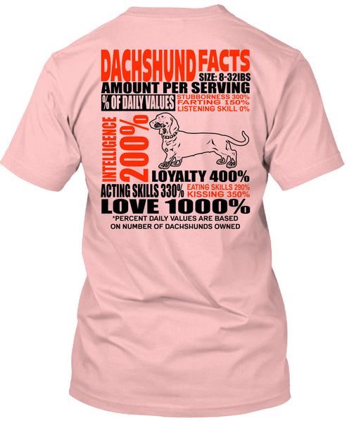 Dachshund Facts T Shirt, I Love Dachshund T Shirt