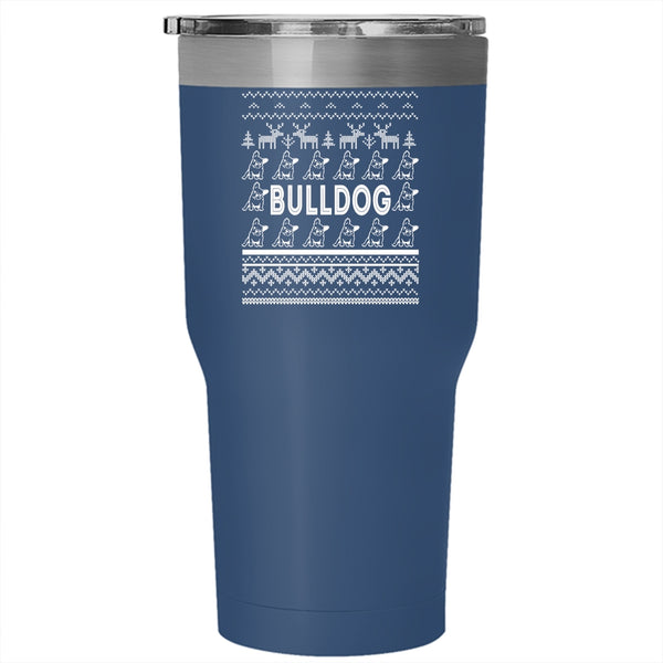 Bulldog Tumbler 30 oz Stainless Steel, Christmas Gift For Bull Lovers Travel Mug