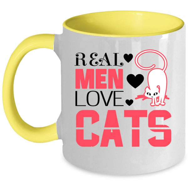 Awesome Gift For My Son Coffee Mug, Real Men Love Cats Accent Mug
