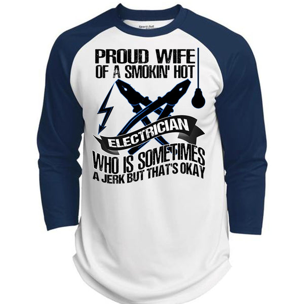 Proud Wife T Shirt, I Love Electrician T Shirt, Awesome T-Shirts  (Polyester Game Baseball Jersey)