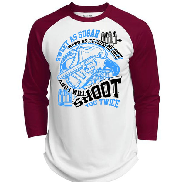 I Will Shoot You Twice T Shirt, I Love Hunting T Shirt, Awesome T-Shirts  (Polyester Game Baseball Jersey)