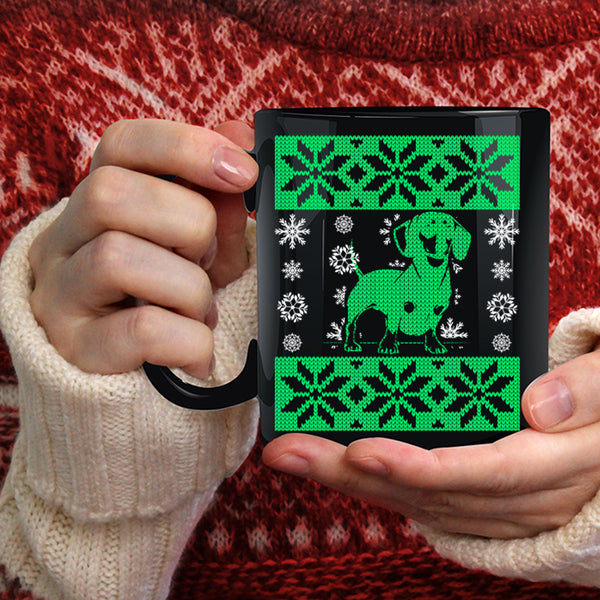 Cute Dachshund Coffee Mug, Ugly Christmas Coffee Cup
