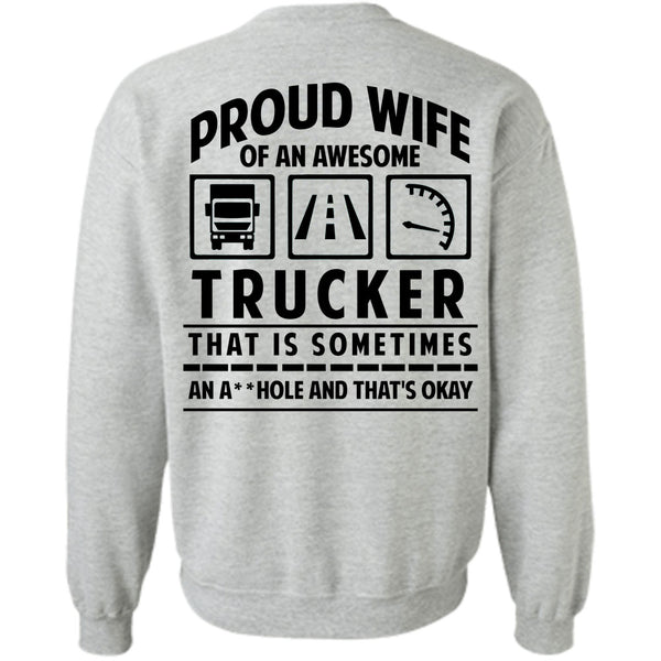 I Love Trucker T Shirt, Proud Wife Of An Awesome Trucker Sweatshirt