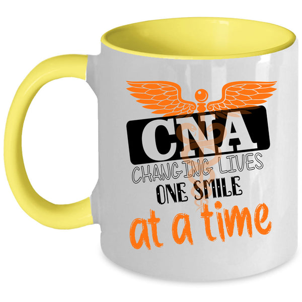 Cool Nurses Coffee Mug, CNA Changing Lives One Smile At A Time Accent Mug