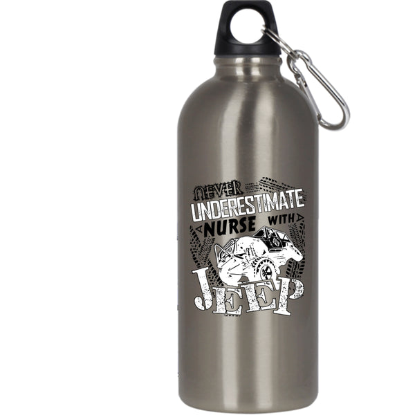 Never Underestimate A Nurse With A Jeep 20 oz Stainless Steel Bottle,Cool Outdoor Sports Water Bottle