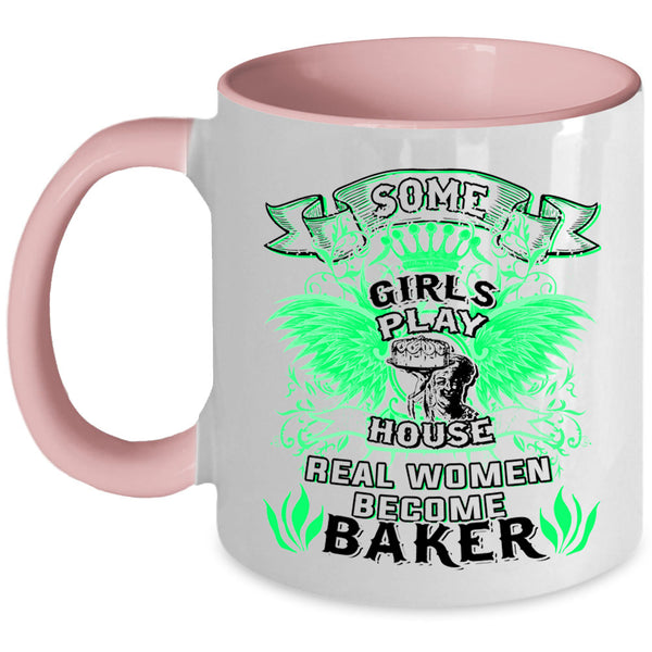Beautiful Lady Coffee Mug, Real Women Become Baker Accent Mug