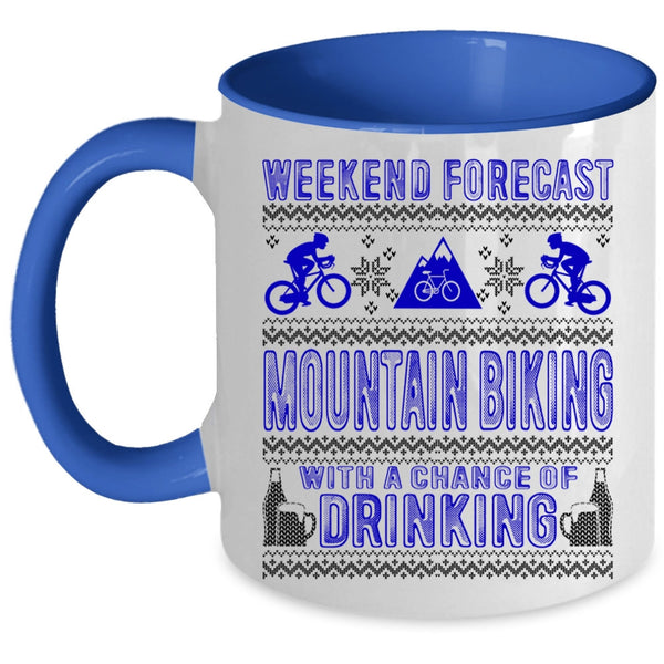 Outdoor Coffee Mug, Weekend Forecast Mountain Biking Accent Mug