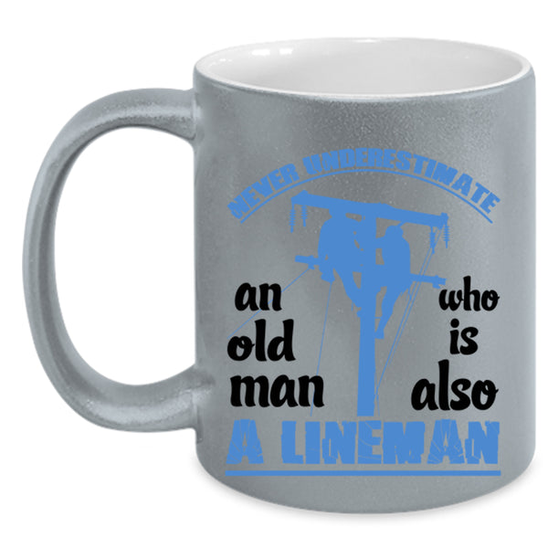 Awesome Grandpas Coffee Mug, Old Man Is A Lineman Accent Mug
