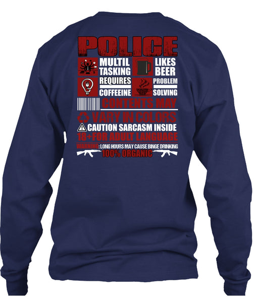 Police Multitasking T Shirt, Likes Beer T Shirt