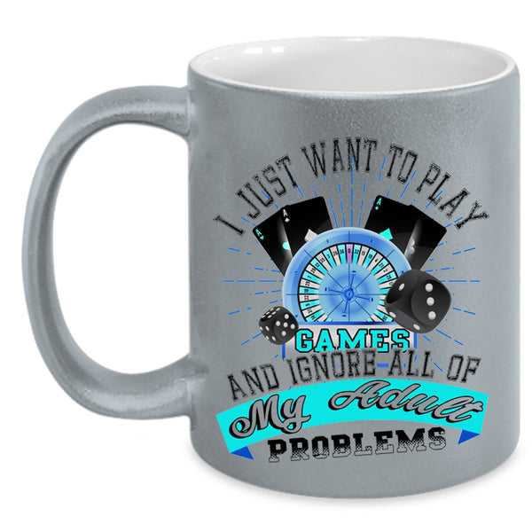 Cool Playing Games Coffee Mug, I Just Want To Play Games Accent Mug