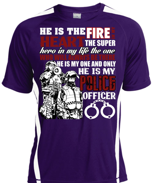 He Is My Police Officer T Shirt, The Fire In My Heart T Shirt, Cool Shirt