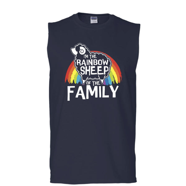 I'm The Rainbow Sheep Of Family T Shirt, Coolest Rainbow Sheep Tank Top (Men's Cotton Sleeveless)