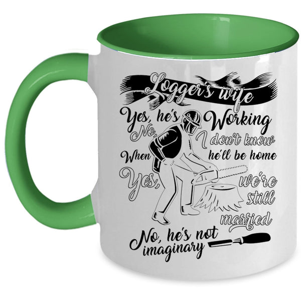 Cool Just Married Coffee Mug, Logger's Wife Accent Mug