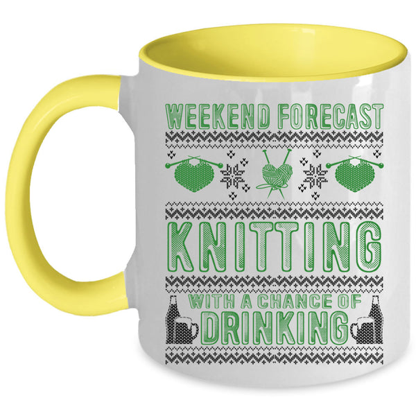Chance Of Drinking Coffee Mug, Weekend Forecast Knitting Accent Mug
