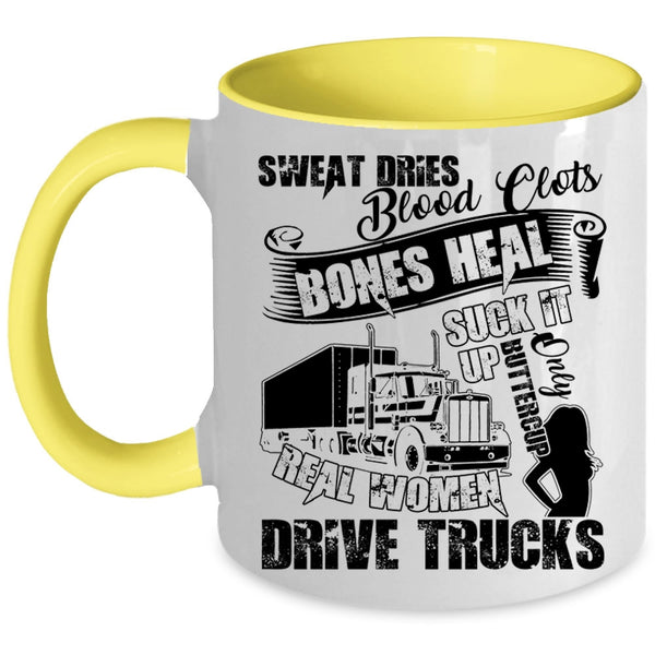 Cool Lady Coffee Mug, Only Real Women Drive Trucks Accent Mug