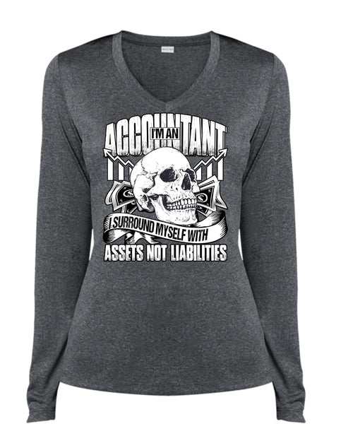 I'm An Accountant T Shirt, I Surround Myself T Shirt, Cool Shirt (Ladies LS Heather V-Neck)