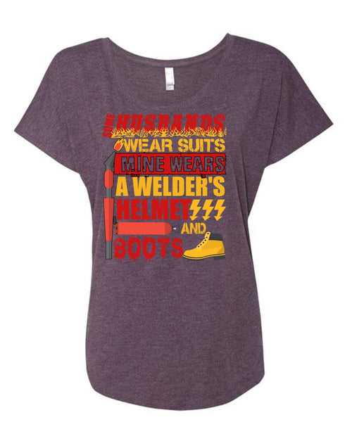 Some Husbands Wear Suits T Shirt, Being A Husband T Shirt, Cool Shirt (Ladies' Triblend Dolman Sleeve)
