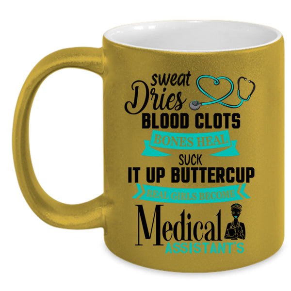 Cute Girls Coffee Mug, Real Girls Become Medical Assistant Accent Mug