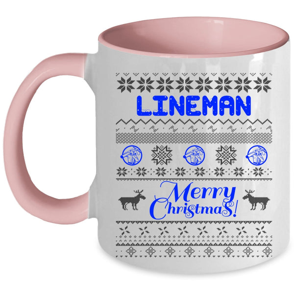 Merry Christmas Gift For Lineman Coffee Mug, Lineman Accent Mug