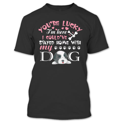 A black t-shirt with the shopify logo