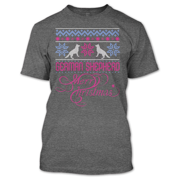 German Shepherd T Shirt, Merry Christmas T Shirt