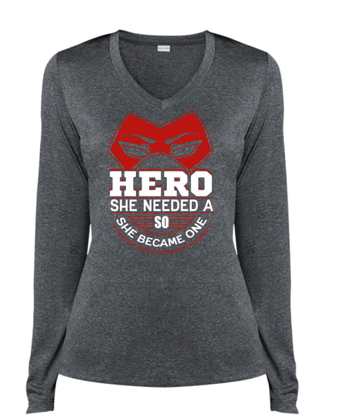 She Became One T Shirt, Being A Girlfriend T Shirt, Cool Shirt (Ladies LS Heather V-Neck)