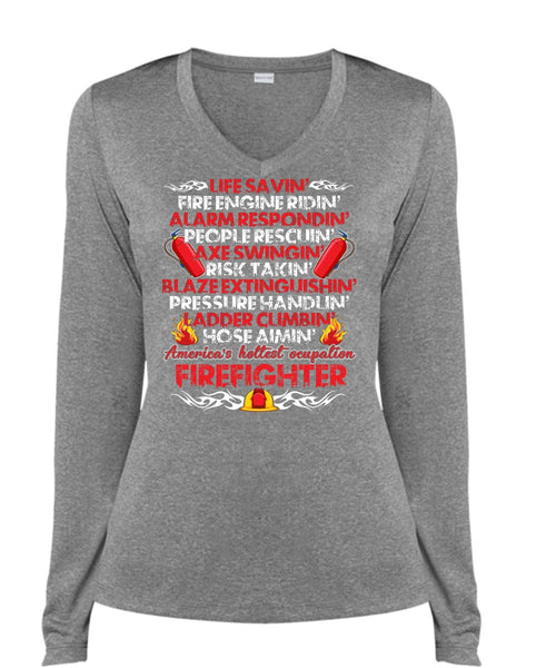 You This Firefighter T Shirt, Will Help You Pack T Shirt, Cool Shirt (Ladies LS Heather V-Neck)