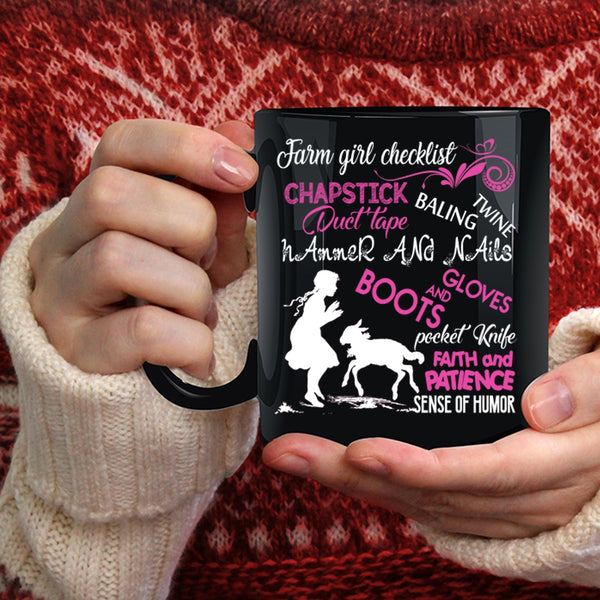 Farm Girl Checklist Coffee Mug, Beautiful Girls Coffee Cup